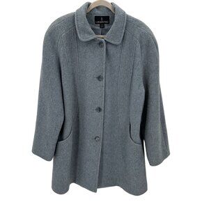 London Fog Womens Wool Blend Gray Long Sleeve Lined Coat Size 16 FLAW